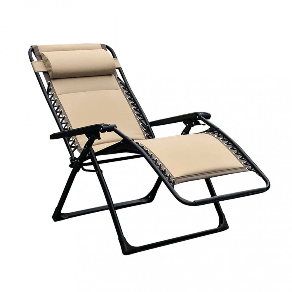 Sdraio Comfort XXL pieghevole, tessuto Oxford tortora e struttura in metallo antracite.