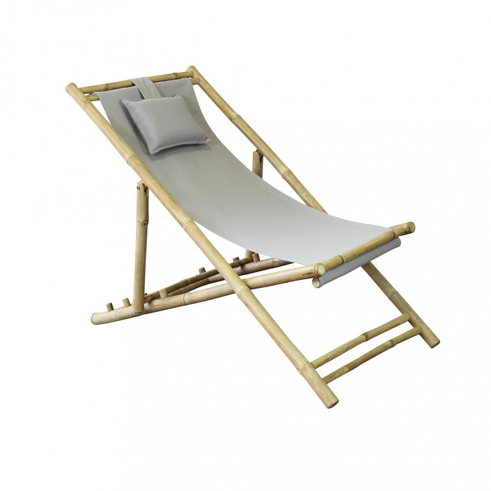 Sdraio a dondolo Daiquiri tortora in legno con cuscino, design classico.