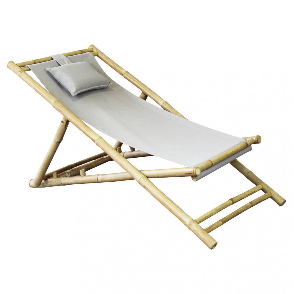 Sdraio a dondolo Daiquiri tortora in legno con cuscino, design classico.