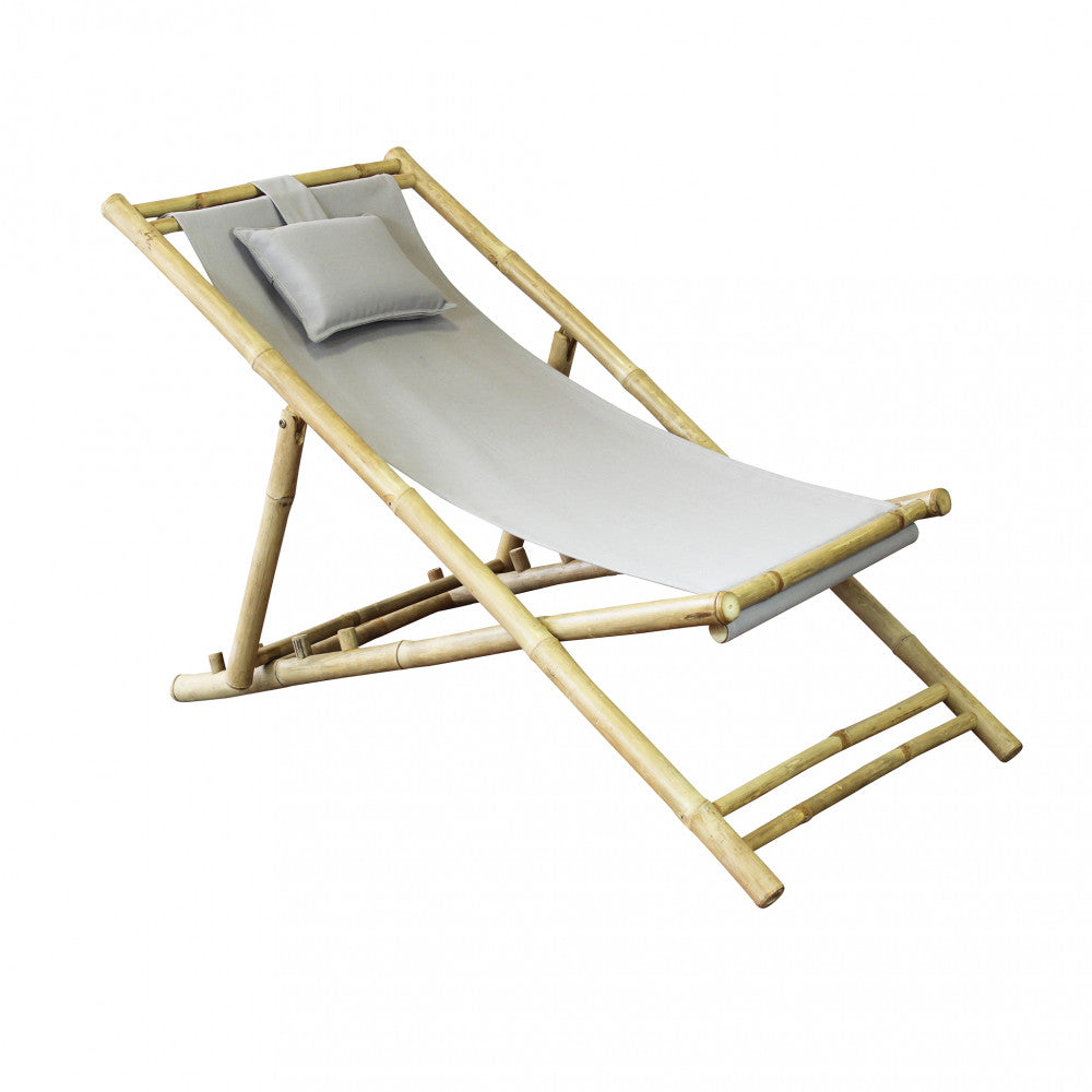 Sdraio a dondolo Daiquiri tortora in legno con cuscino, design classico.