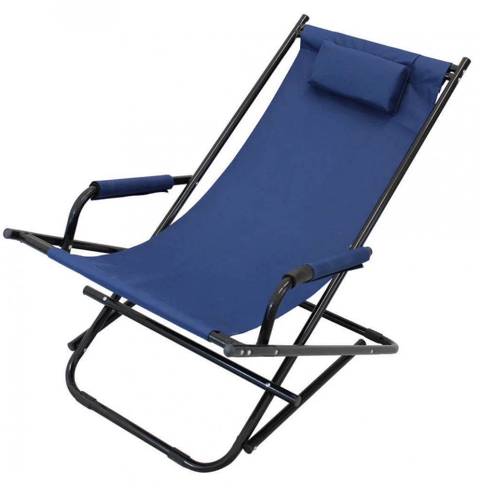 Sdraio Dondolo in metallo con seduta ergonomica e funzione a dondolo, ideale per relax in giardino o terrazzo, vista laterale