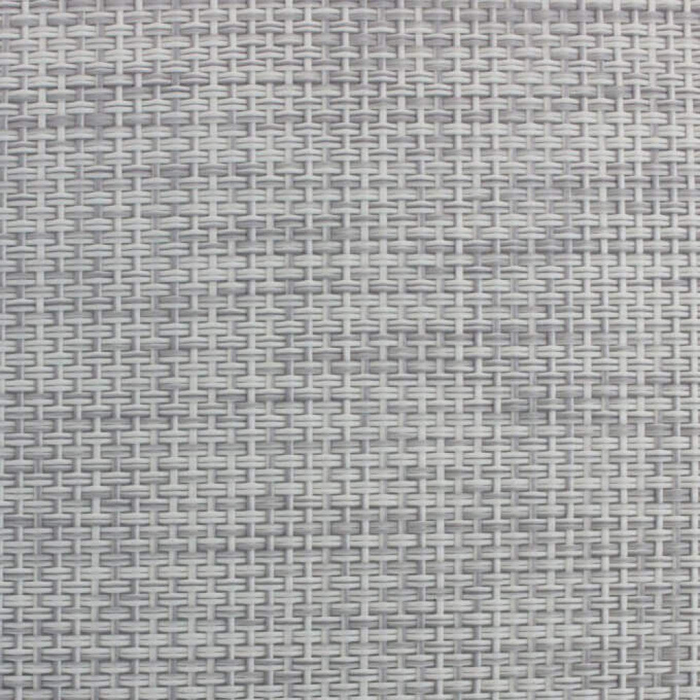 Macro dettaglio della trama intrecciata in textilene grigio, che mostra la finitura premium e la traspirabilità del materiale.