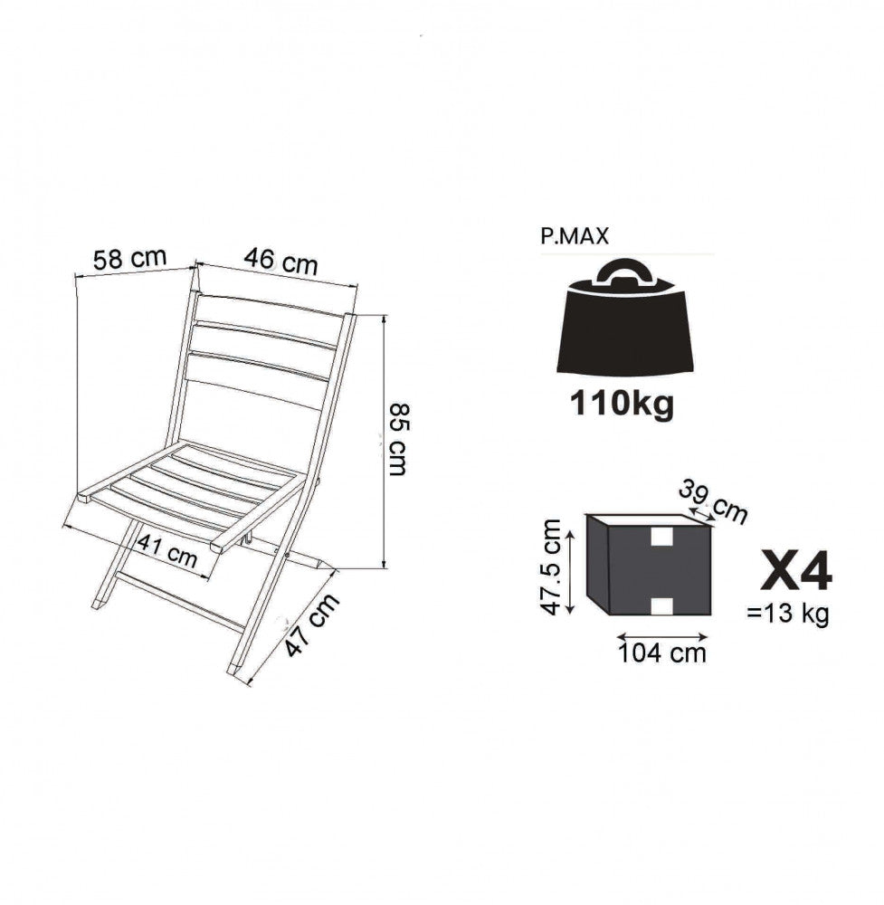 Dettaglio della struttura pieghevole della Sedia da Esterno Alabama in alluminio.