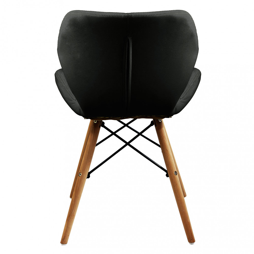 Sedia Annapolis Nera con struttura in metallo e seduta in PU, design moderno, vista dal retro