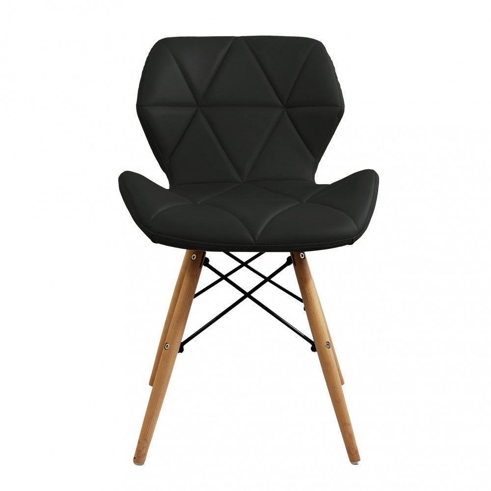 Sedia Annapolis Nera con struttura in metallo e seduta in PU, design moderno, vista frontale