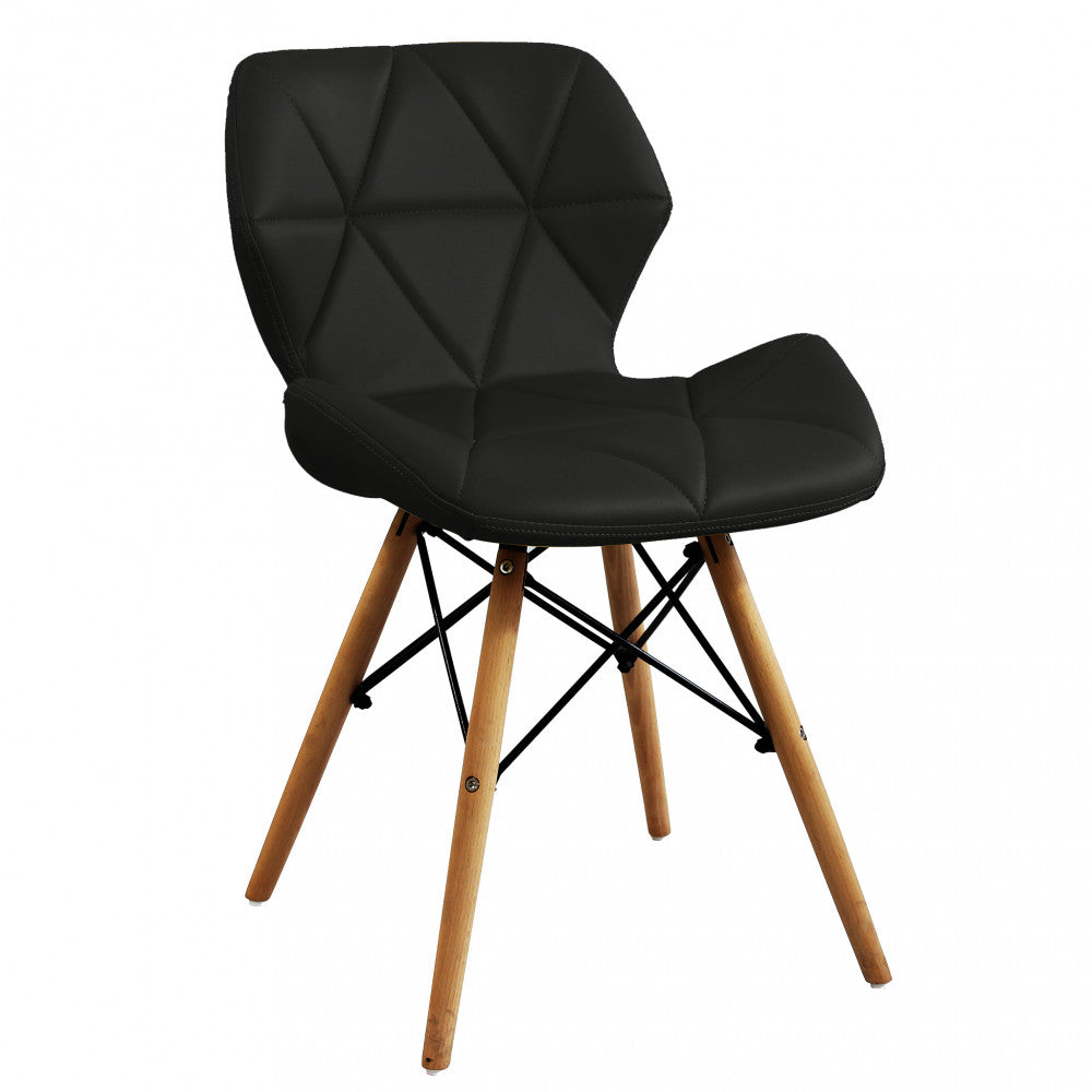 Sedia Annapolis Nera con struttura in metallo e seduta in PU, design moderno, vista laterale