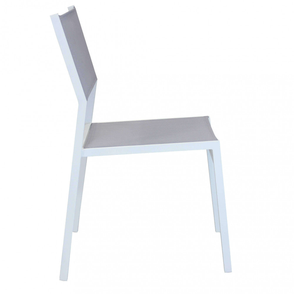 Sedia outdoor Cosma Avana in alluminio bianco vista laterale