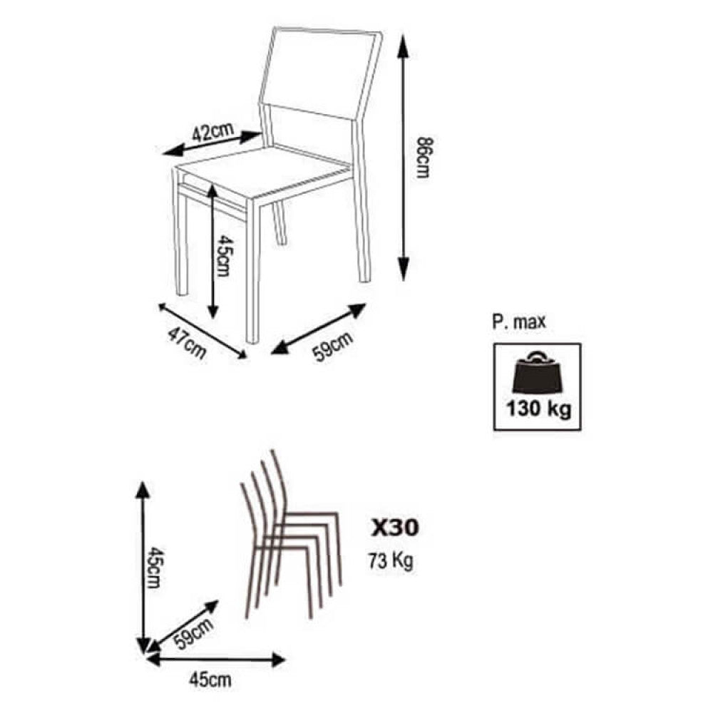Sedia outdoor Cosma Avana in alluminio bianco dimensioni
