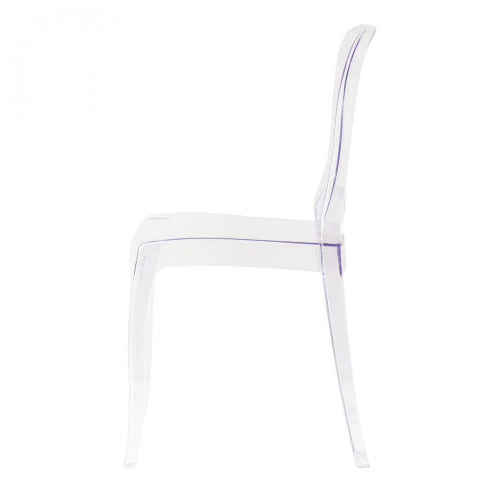 Vista di profilo della sedia Bercy che rivela le sue curve ergonomiche e le gambe robuste.