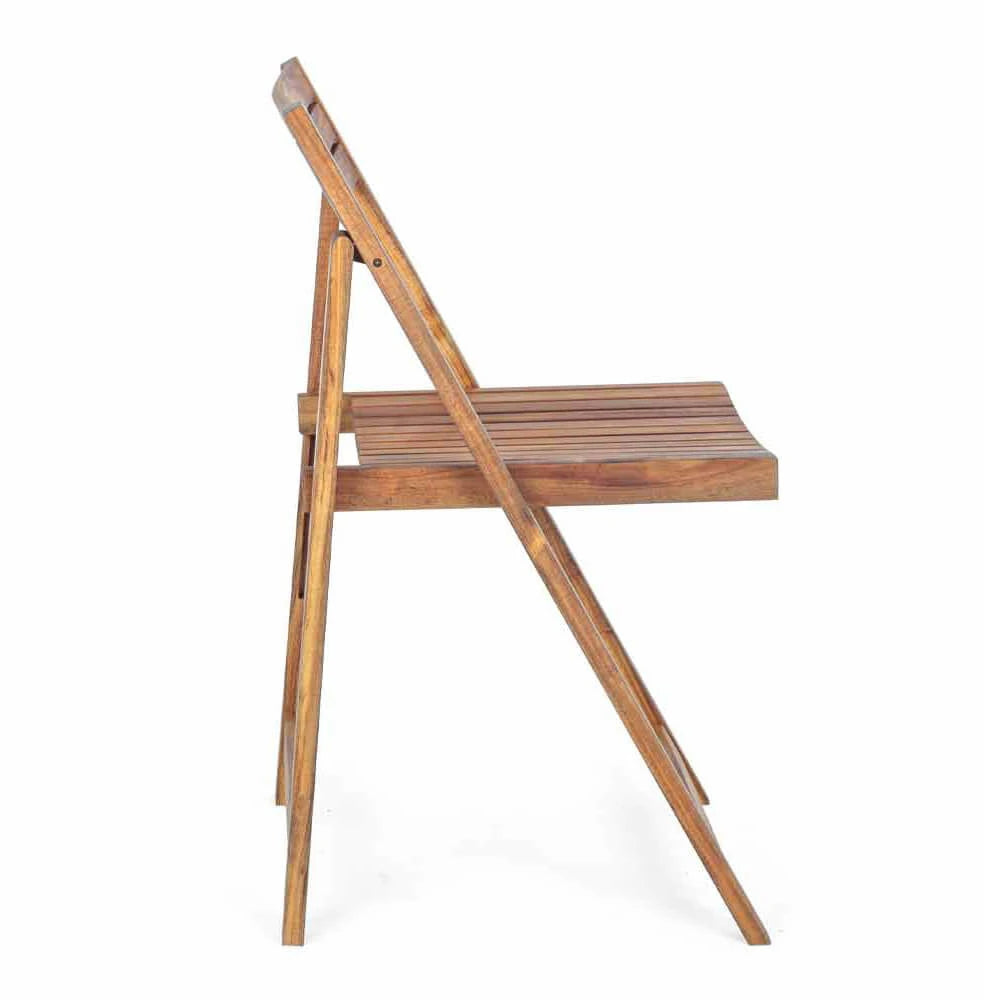 Sedia Birra Naturale in Legno di Acacia massiccio, design rustico e robusto per giardino e feste all'aperto, vista laterale