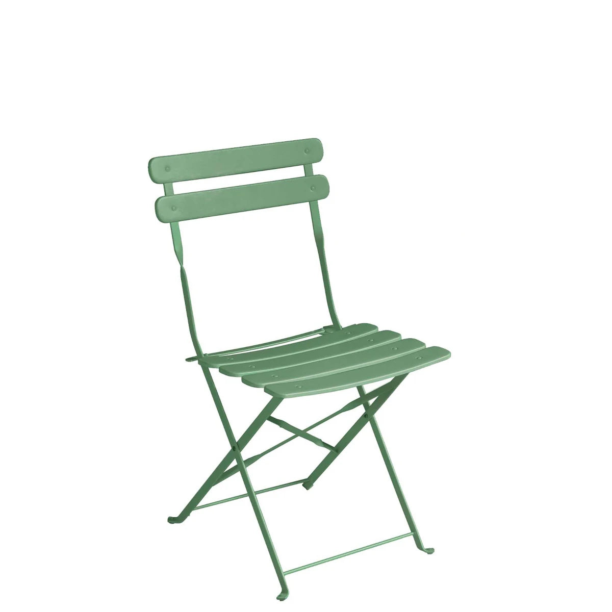 Sedia Bistro Pieghevole Verde in ferro verniciato antiruggine, design compatto per esterni