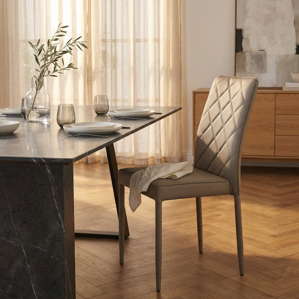 Sedia Blossom in Ecopelle Tortora e Acciaio - HF807295-TORT