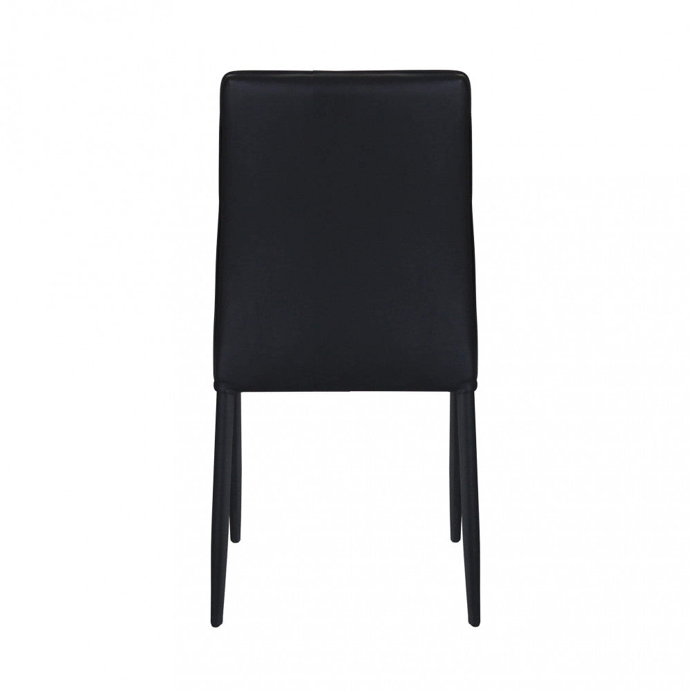 Vista posteriore della sedia Blossom, con un design pulito e gambe sottili in acciaio nero.