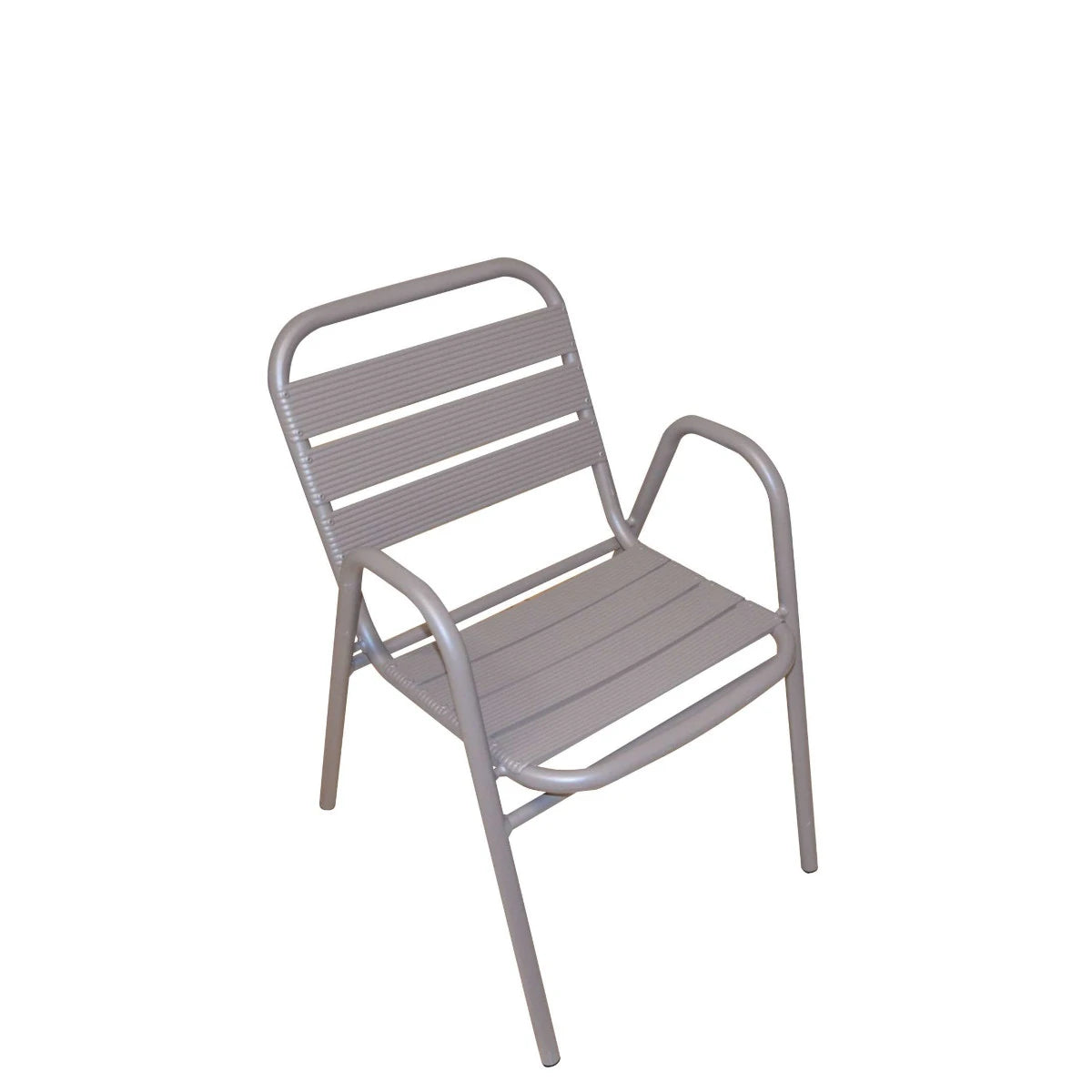 Sedia Contract Calipso CC64T in Alluminio Tortora Opaco con braccioli, impilabile, tubo 1.8mm per bar e ristoranti.