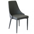 Sedia Camille in ecopelle grigio scuro, vista frontale angolata su sfondo bianco.