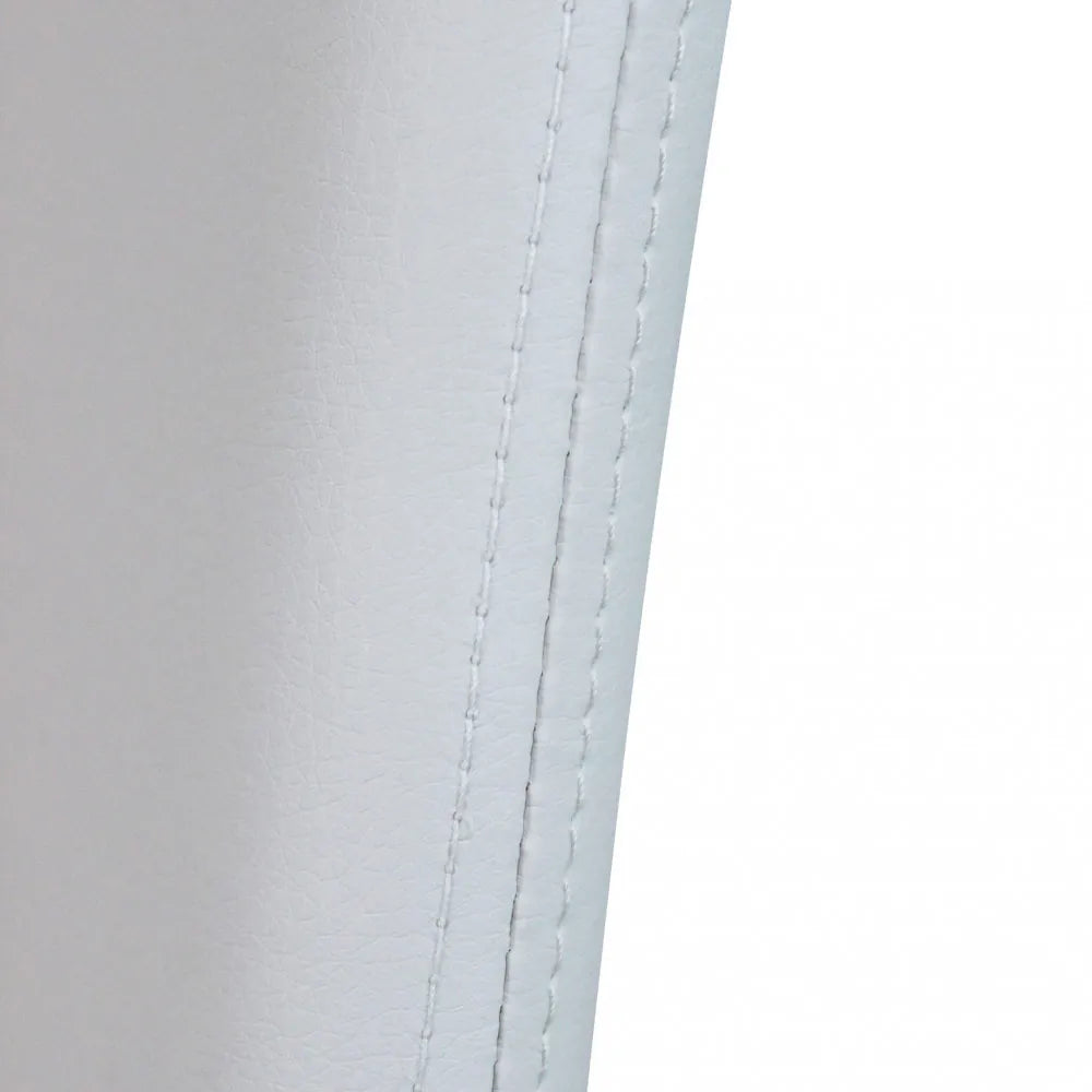 Sedia Cammie moderna in Acciaio e Ecopelle, seduta elegante per sala da pranzo o ufficio, particolare delle cuciture