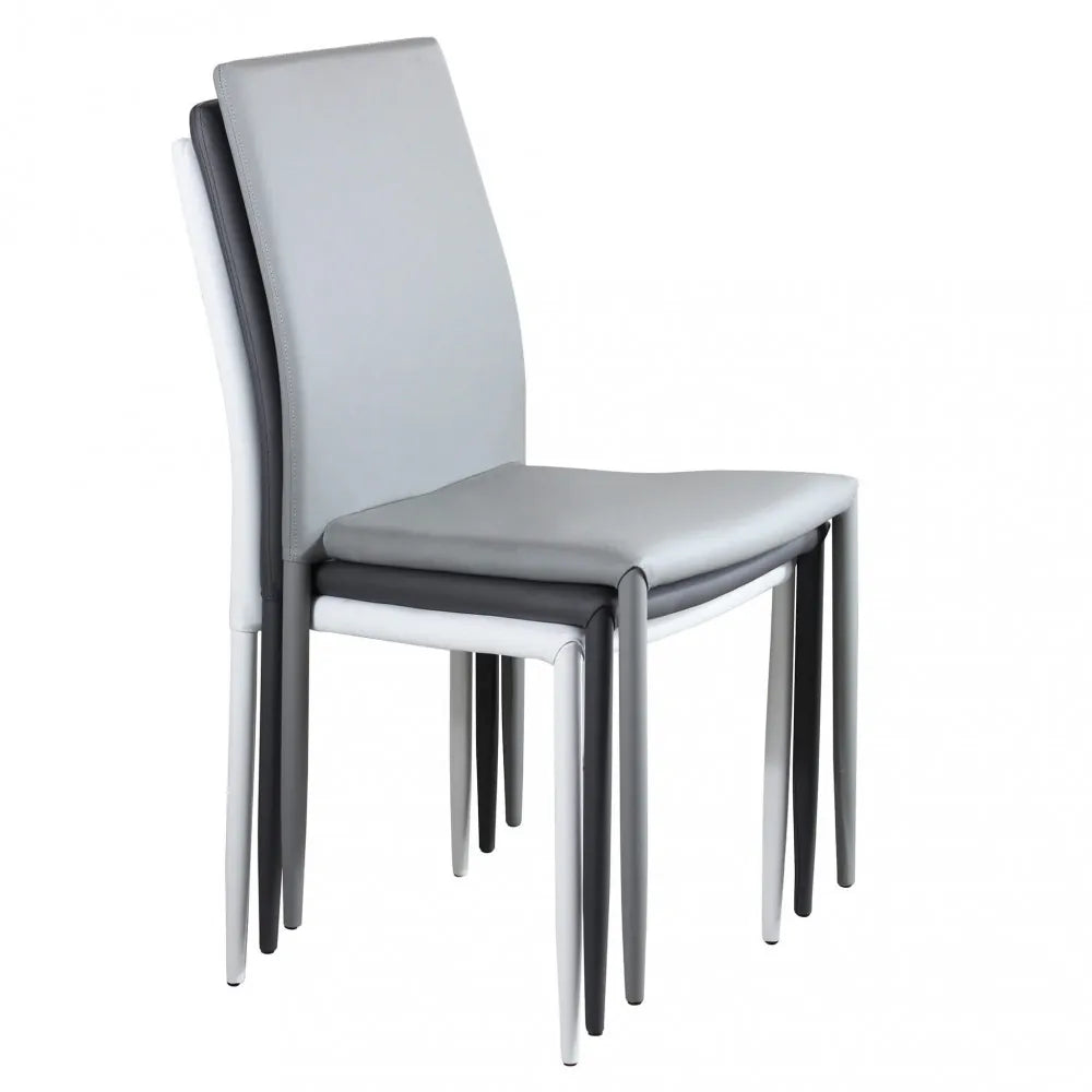 Sedia Cammie moderna in Acciaio e Ecopelle, seduta elegante per sala da pranzo o ufficio impilabile