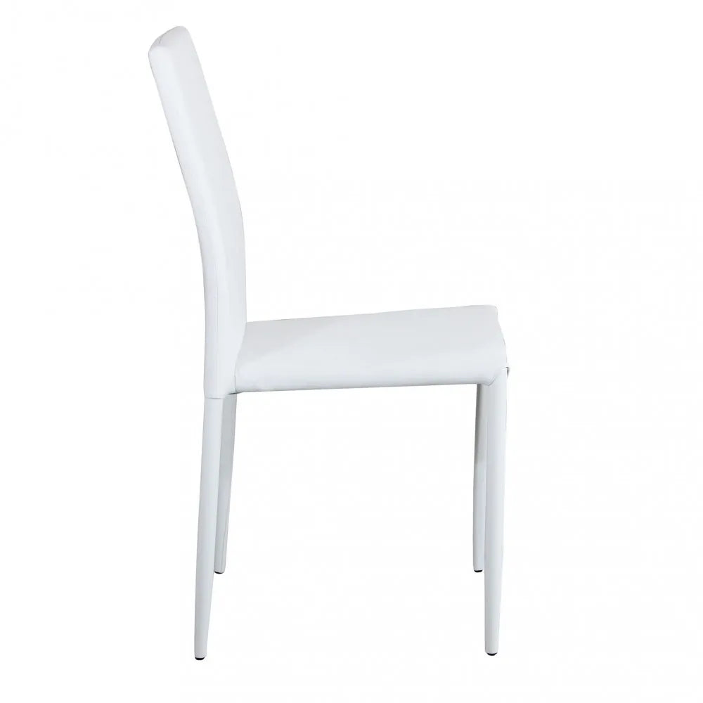 Sedia Cammie moderna in Acciaio e Ecopelle, seduta elegante per sala da pranzo o ufficio vista laterale