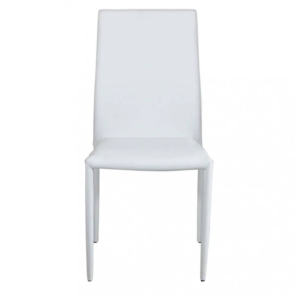 Sedia Cammie moderna in Acciaio e Ecopelle, seduta elegante per sala da pranzo o ufficio vista frontale