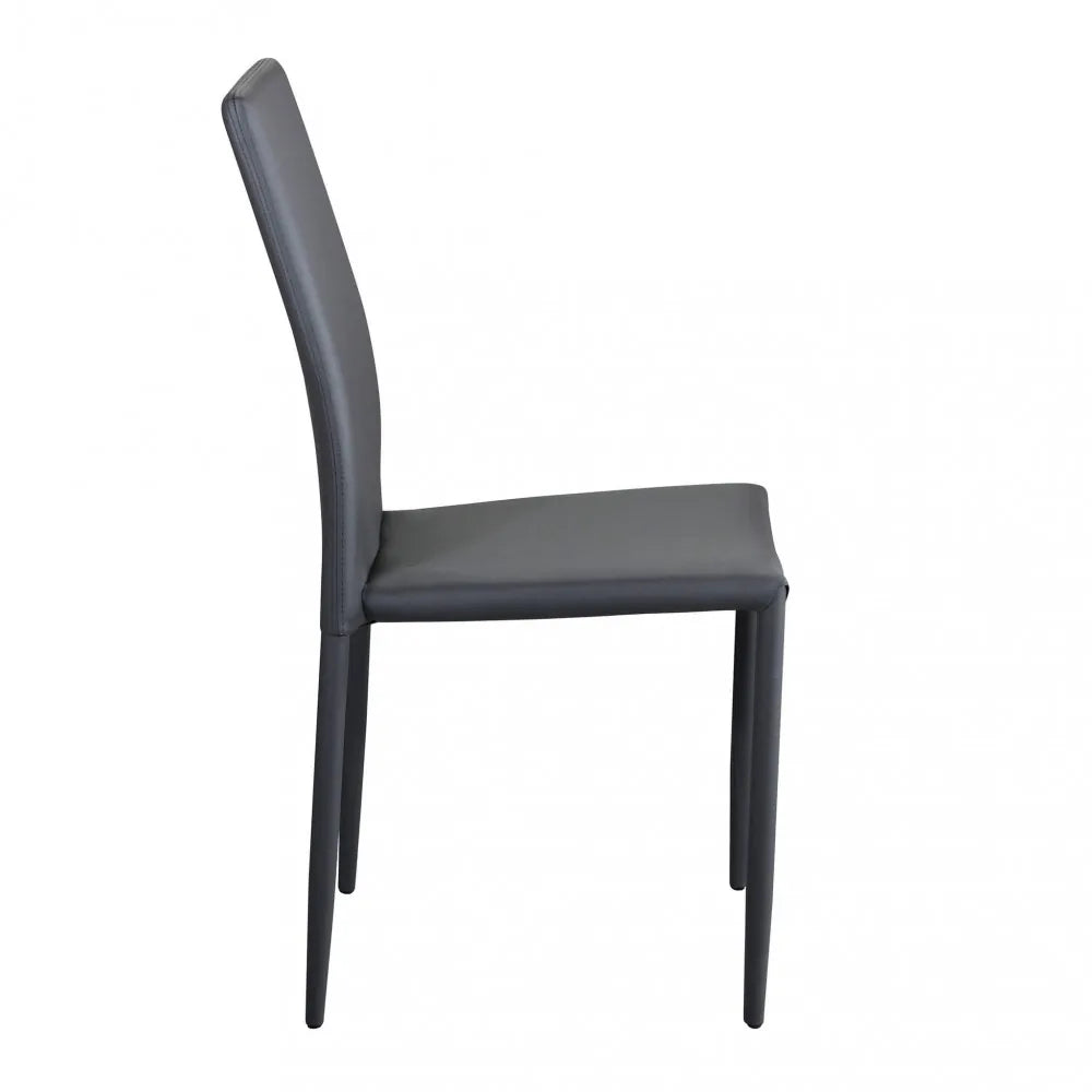 Sedia Cammie moderna in Acciaio e Ecopelle, design minimalista per interni vista laterale