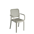 Sedia Catania Tortora impilabile con braccioli, in Polipropilene con Fibra di Vetro e schienale traforato, resistente ai raggi UV per esterni