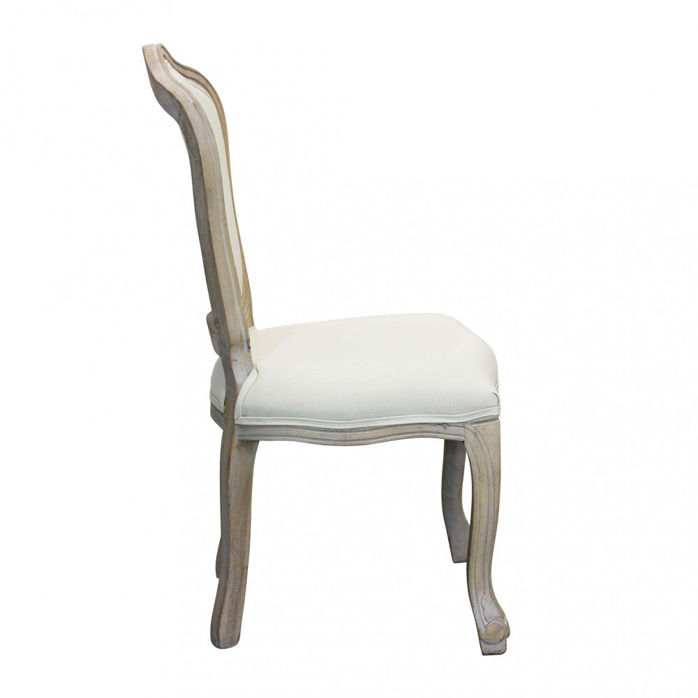 Profilo laterale della sedia Charlene, mostrando l'inclinazione ergonomica dello schienale e la curvatura delle gambe.