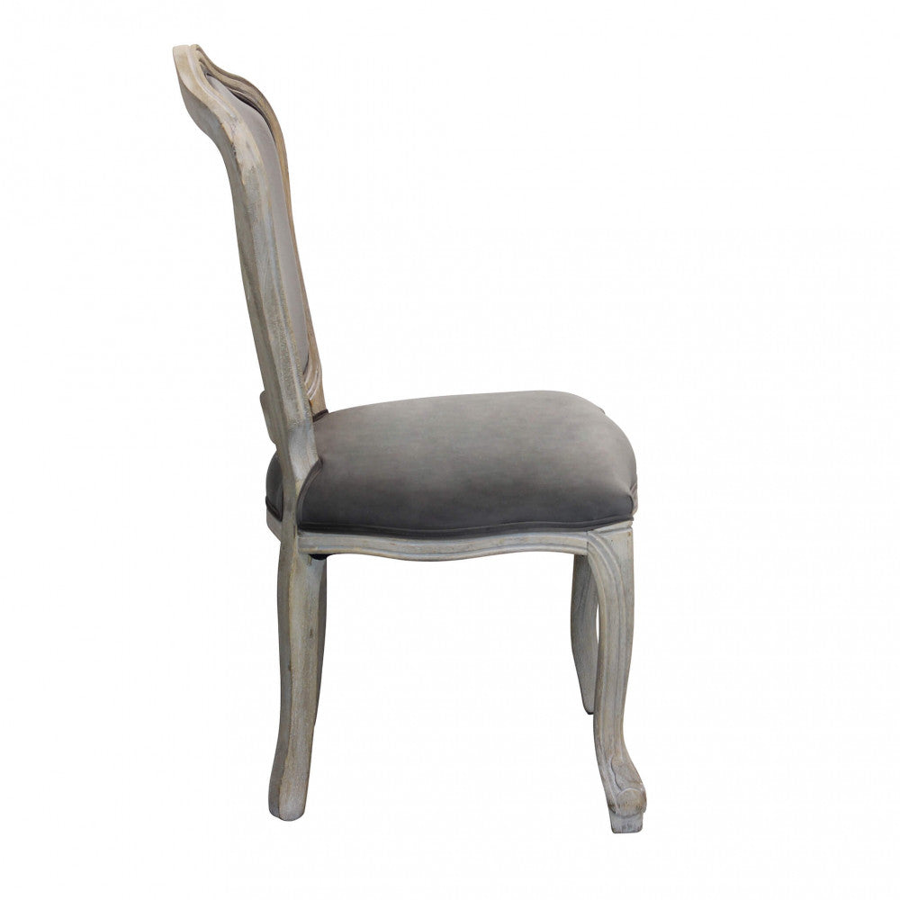 Profilo laterale della sedia Charlene che mostra la curvatura ergonomica dello schienale.