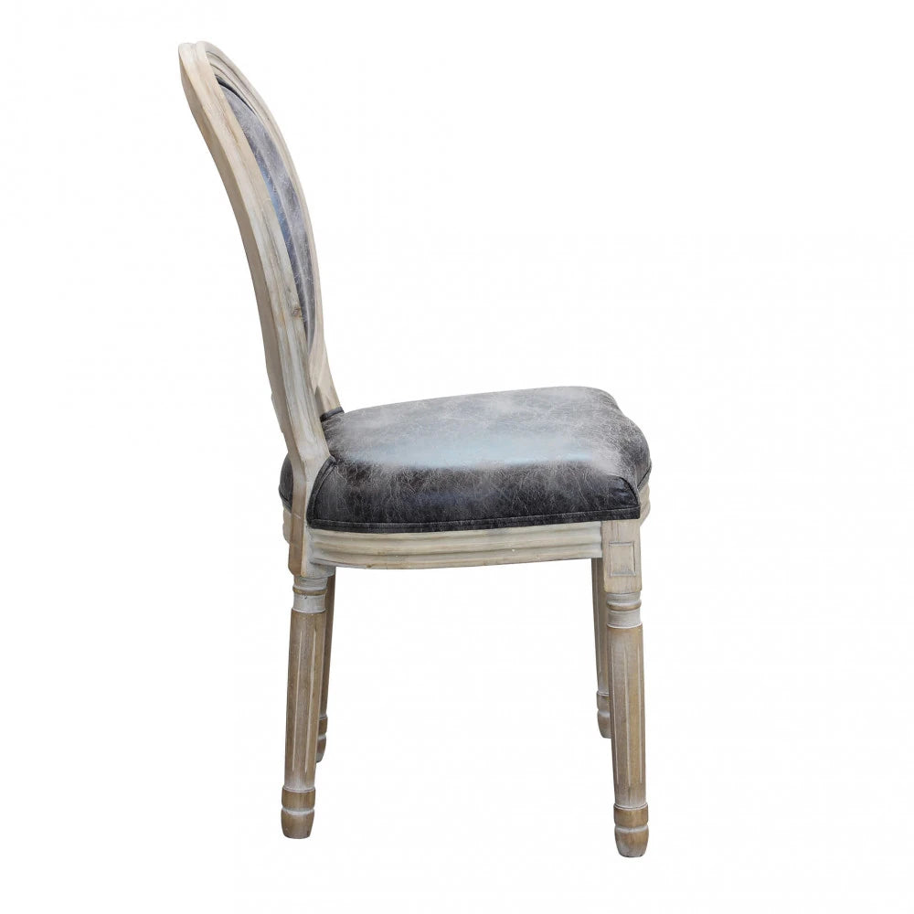 Sedia Constance Ecopelle Vintage Grigio: Comfort Industriale di Lusso