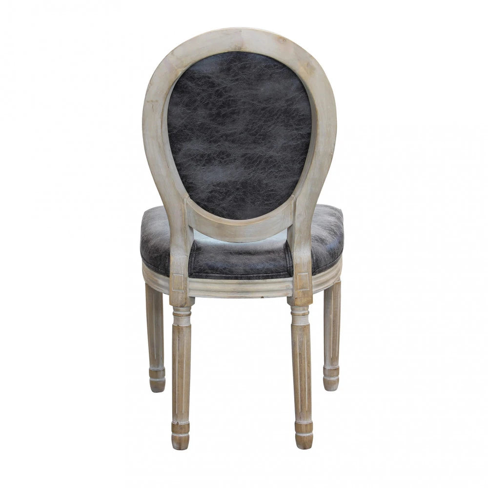 Sedia Constance Ecopelle Vintage Grigio: Comfort Industriale di Lusso, vista retro
