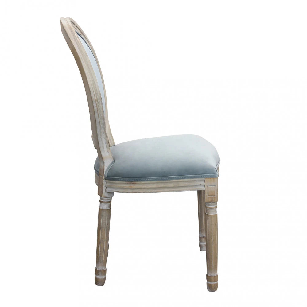 Sedia Constance in Velluto Grigio: Comfort Regale e Design Elegante per la Sala da Pranzo vista laterale