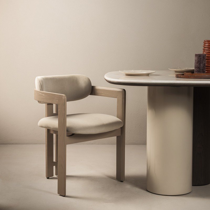 Sedia da pranzo Narel beige con struttura in frassino - NN-NAR-UPH-CHA-BEI-418 - foto 2