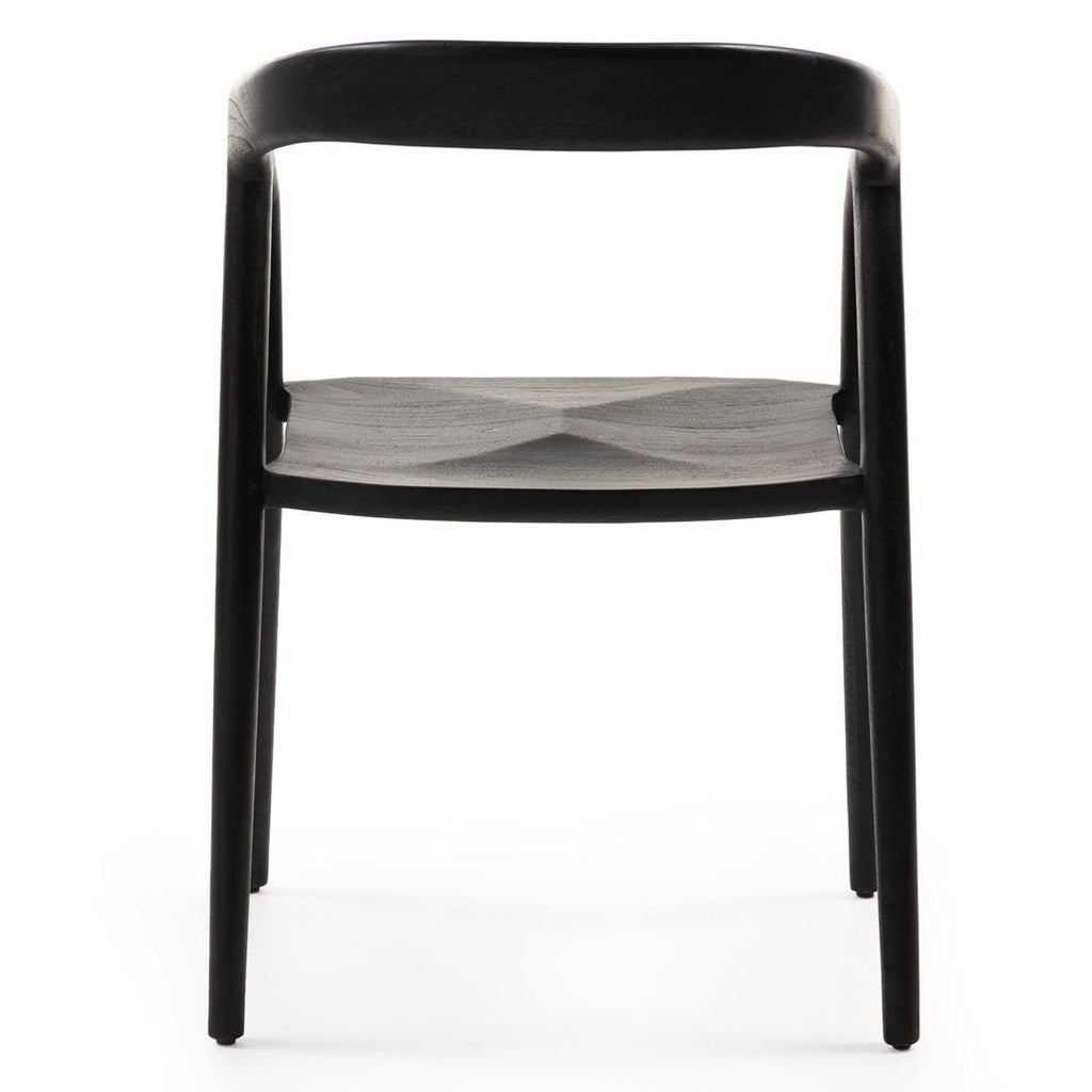 Sedia da pranzo Nibi Oka in teak nero dalle forme tonde - NN-NIB-UPH-CHA-BLA-161 - foto 3