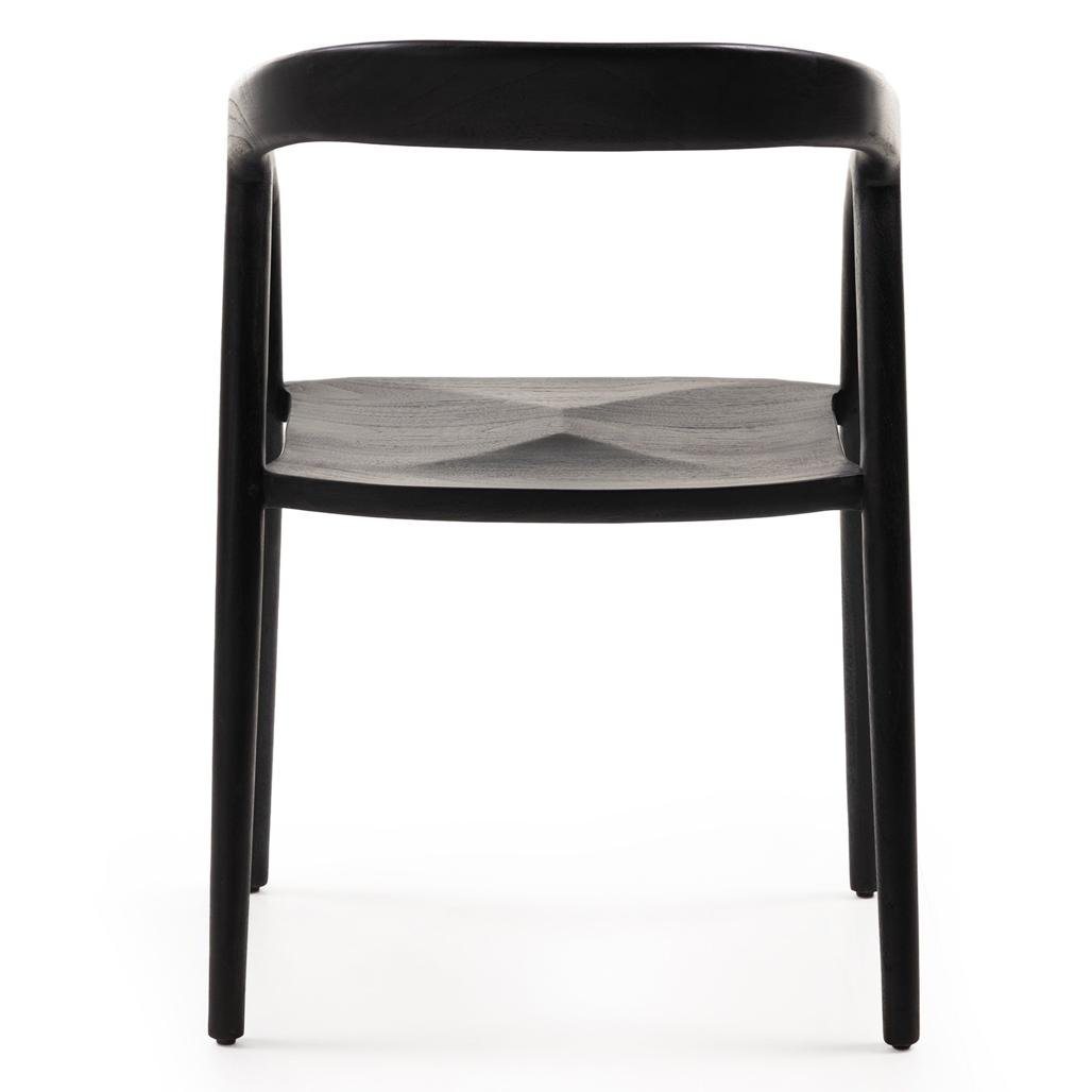 Sedia da pranzo Nibi Oka in teak nero dalle forme tonde - NN-NIB-UPH-CHA-BLA-161 - foto 3