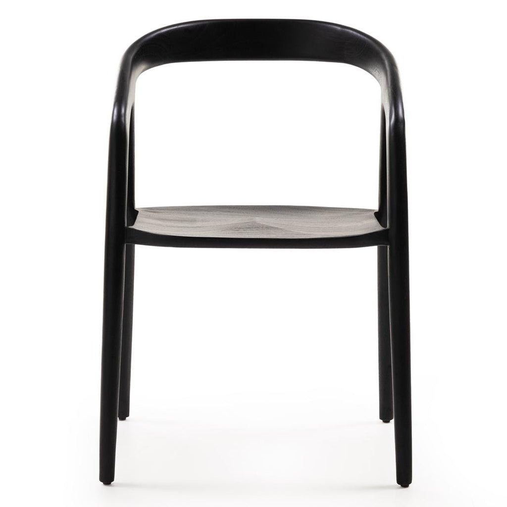 Sedia da pranzo Nibi Oka in teak nero dalle forme tonde - NN-NIB-UPH-CHA-BLA-161 - foto 5