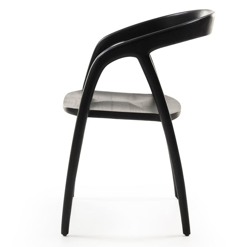 Sedia da pranzo Nibi Oka in teak nero dalle forme tonde - NN-NIB-UPH-CHA-BLA-161 - foto 7