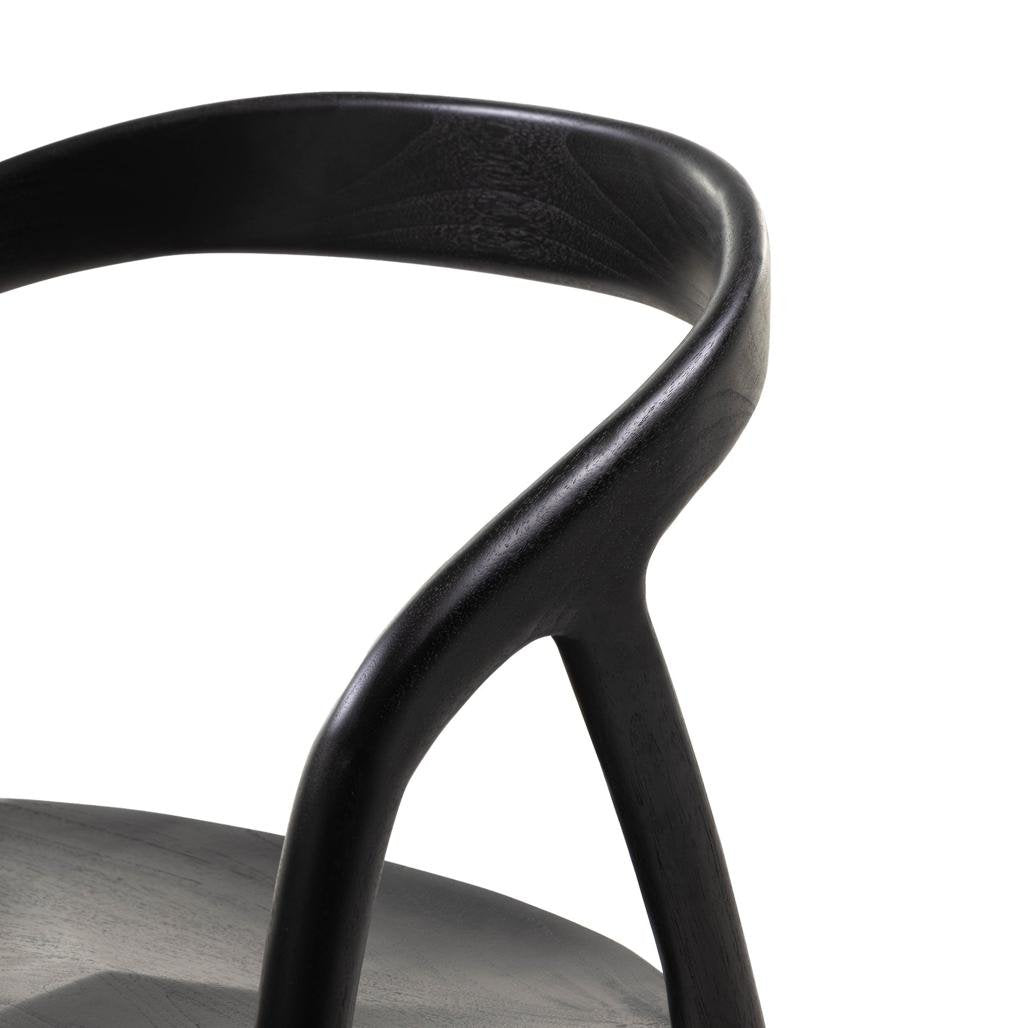 Sedia da pranzo Nibi Oka in teak nero dalle forme tonde - NN-NIB-UPH-CHA-BLA-161 - foto 9