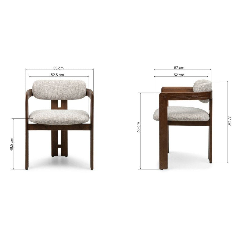 Sedia da pranzo Noor beige crema con frassino noce - NN-NOO-UPH-CHA-BEI-629 - foto 9