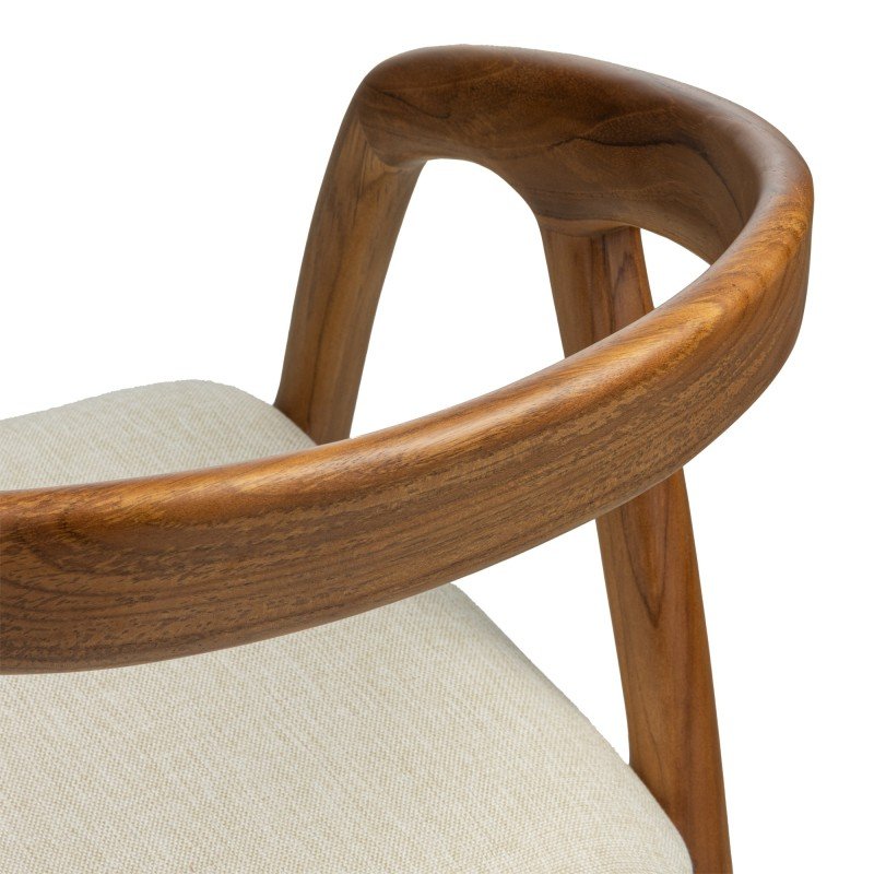 Sedia da pranzo Onde in teak naturale con seduta crema - NN-OND-UPH-CHA-NATWOO-382 - foto 3