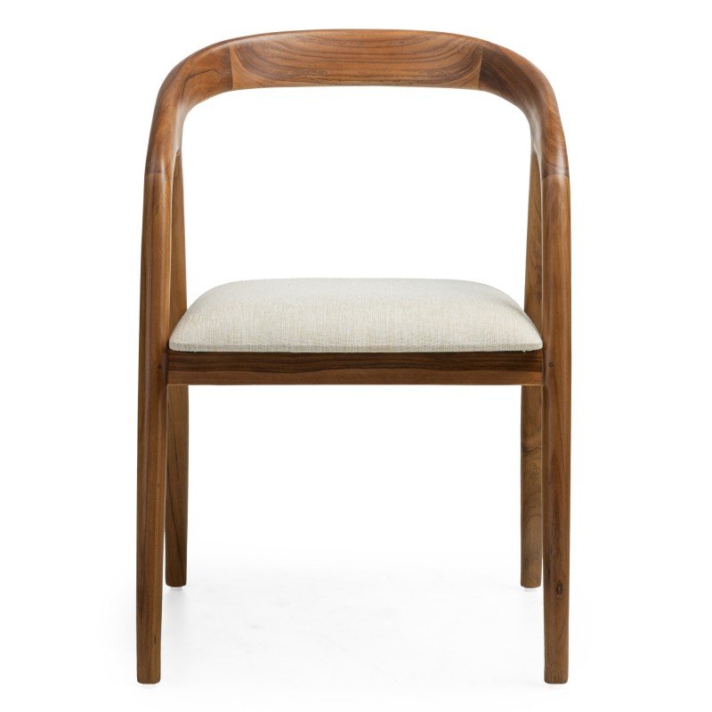 Sedia da pranzo Onde in teak naturale con seduta crema - NN-OND-UPH-CHA-NATWOO-382 - foto 4