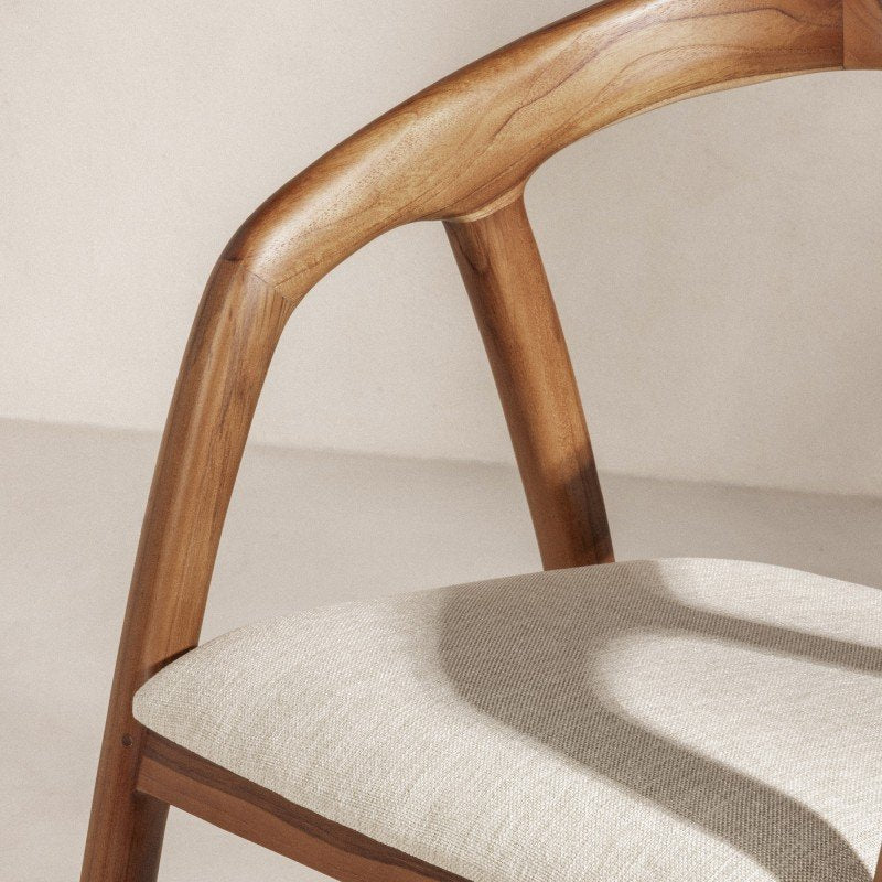 Sedia da pranzo Onde in teak naturale con seduta crema - NN-OND-UPH-CHA-NATWOO-382 - foto 5