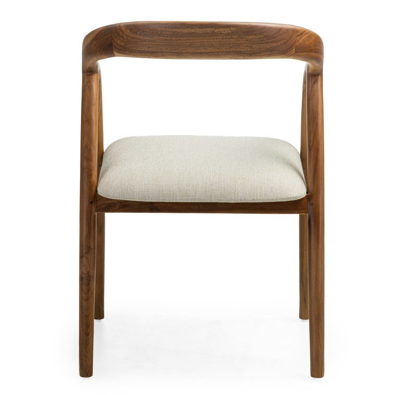 Sedia da pranzo Onde in teak naturale con seduta crema - NN-OND-UPH-CHA-NATWOO-382 - foto 8