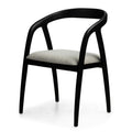 Sedia da pranzo Onde in teak nero con seduta beige chiaro - NN-OND-UPH-CHA-BLA-383
