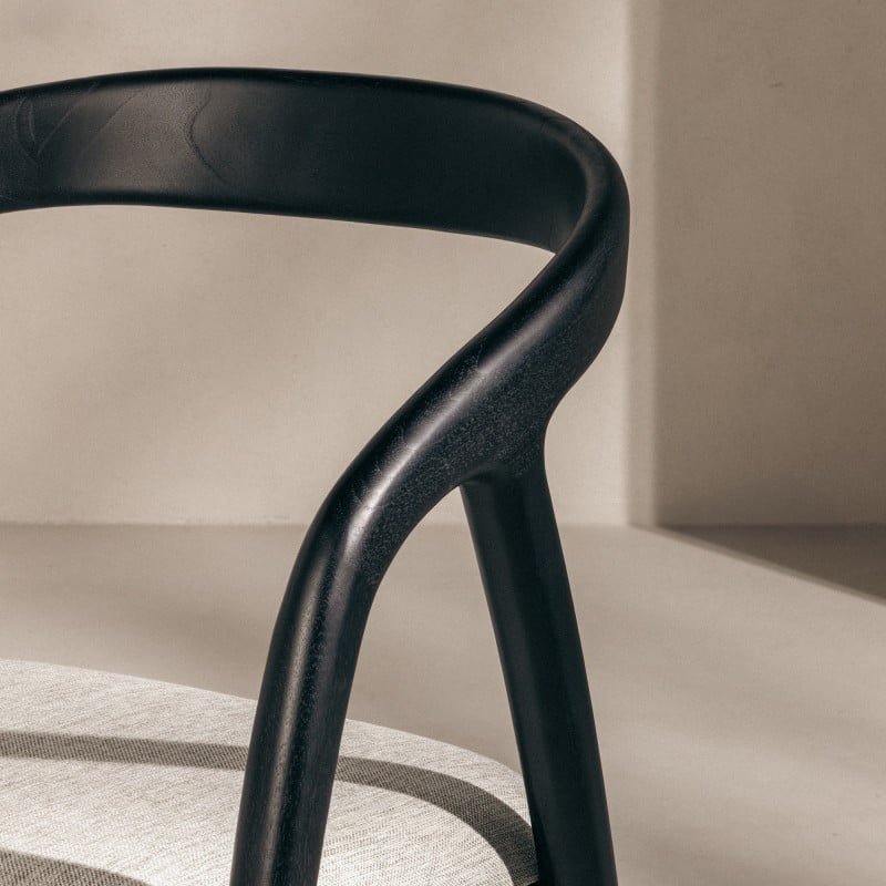 Sedia da pranzo Onde in teak nero con seduta beige chiaro - NN-OND-UPH-CHA-BLA-383 - foto 4