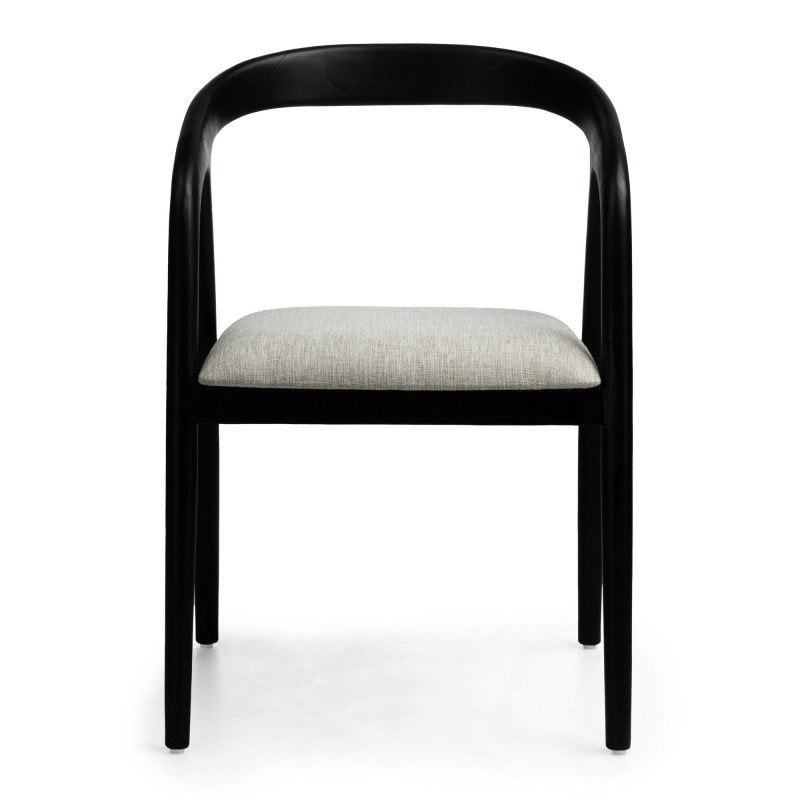 Sedia da pranzo Onde in teak nero con seduta beige chiaro - NN-OND-UPH-CHA-BLA-383 - foto 5
