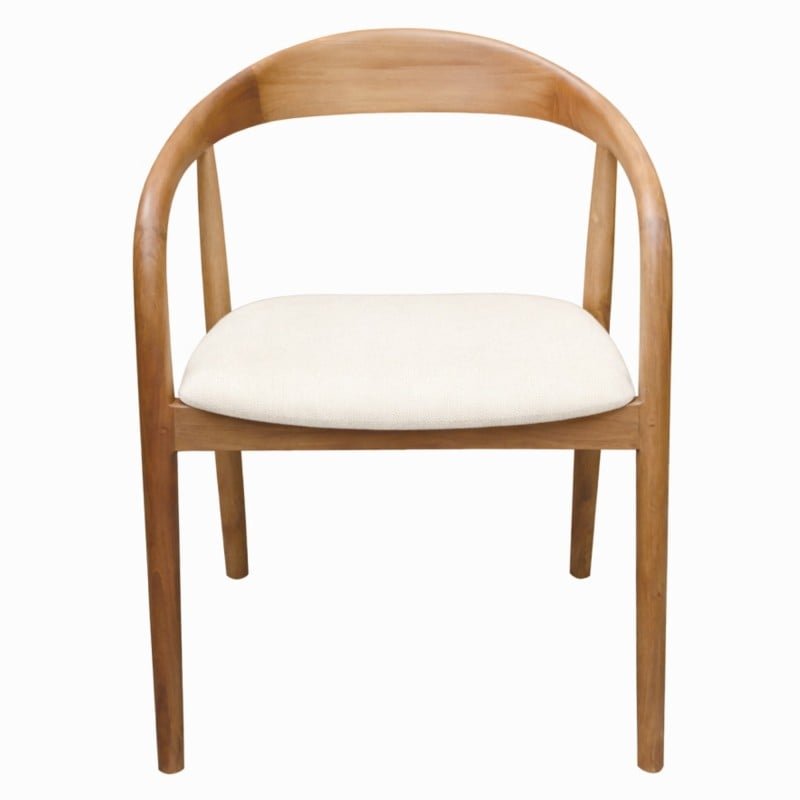 Sedia da pranzo Udvika in teak naturale con seduta crema antimacchia - NN-UDV-UPH-CHA-NATWOO-483 - foto 2