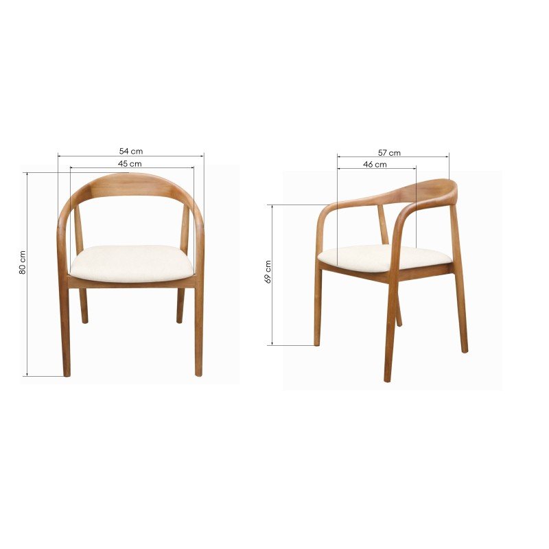 Sedia da pranzo Udvika in teak naturale con seduta crema antimacchia - NN-UDV-UPH-CHA-NATWOO-483 - foto 3