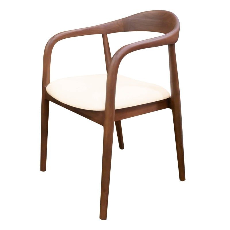 Sedia da pranzo Udvika in teak noce con seduta crema antimacchia - NN-UDV-UPH-CHA-WAL-484