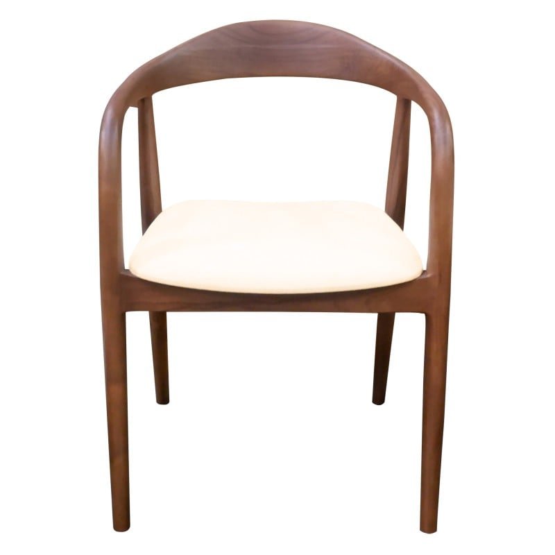 Sedia da pranzo Udvika in teak noce con seduta crema antimacchia - NN-UDV-UPH-CHA-WAL-484 - foto 2