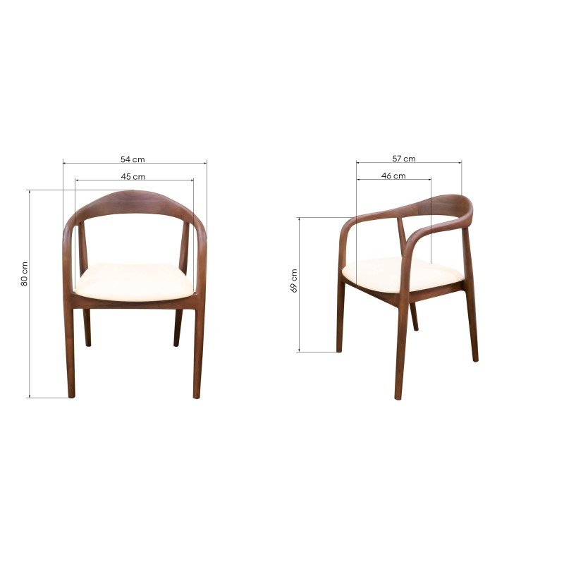 Sedia da pranzo Udvika in teak noce con seduta crema antimacchia - NN-UDV-UPH-CHA-WAL-484 - foto 3
