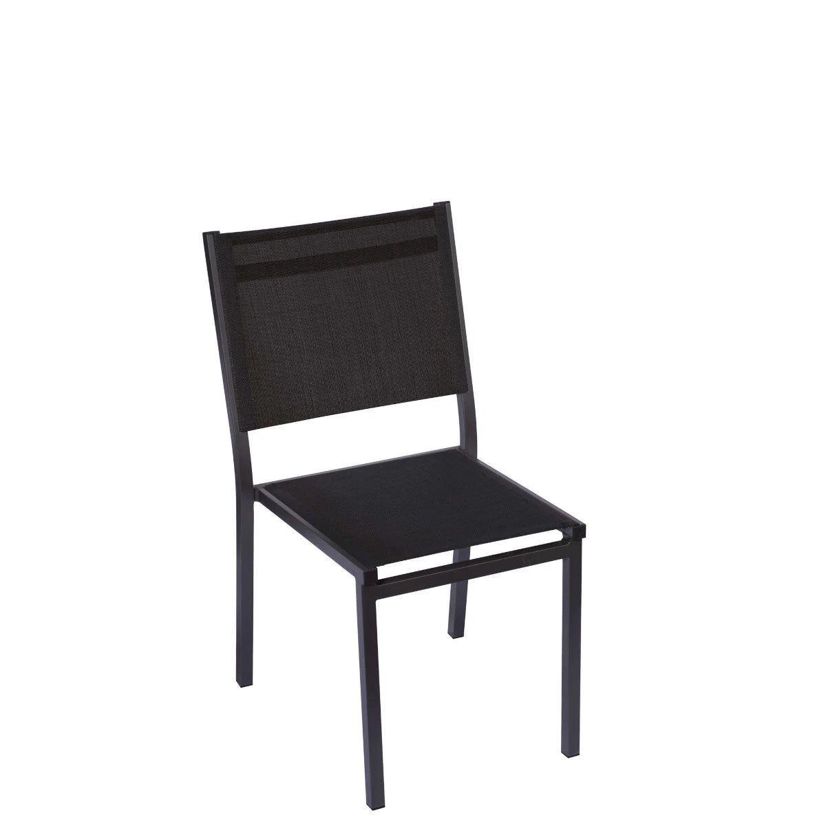 Sedia Elba in Alluminio Antracite con seduta in Textilene, impilabile e resistente, ideale per giardino e terrazza.
